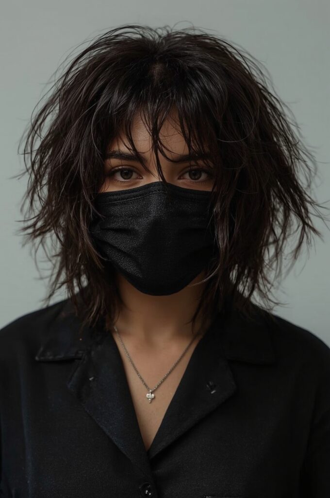 Wispy Bangs Combined with Long Wolf Cut Layers