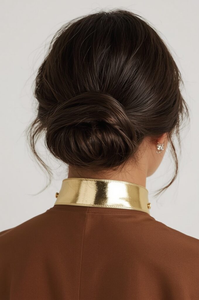 Slick High Bun with Gold Cuff