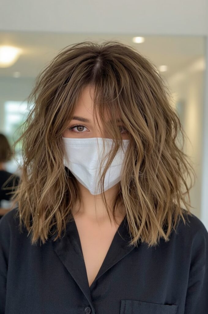 Tousled Mid-Length Layers with Wispy Fringe
