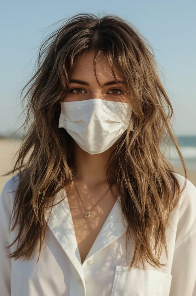 Wispy Bangs Paired with Beachy Long Waves