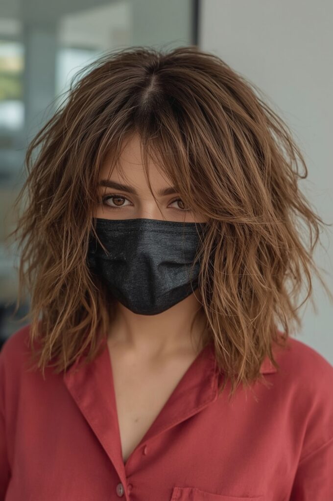 Wispy Curtain Bangs with Medium Layers