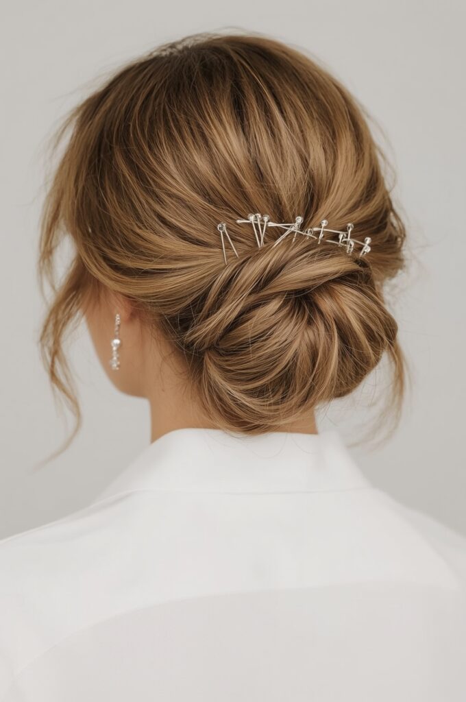 Half-Up Twist with Metallic Pins