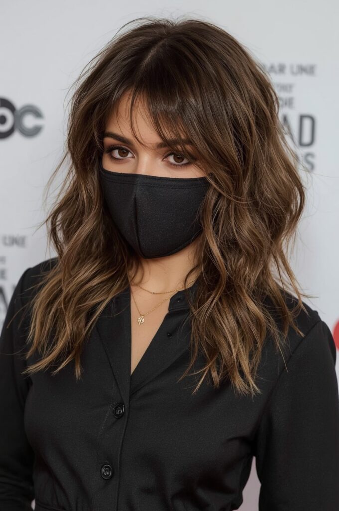 Long Glam Waves with Wispy Soft Bangs