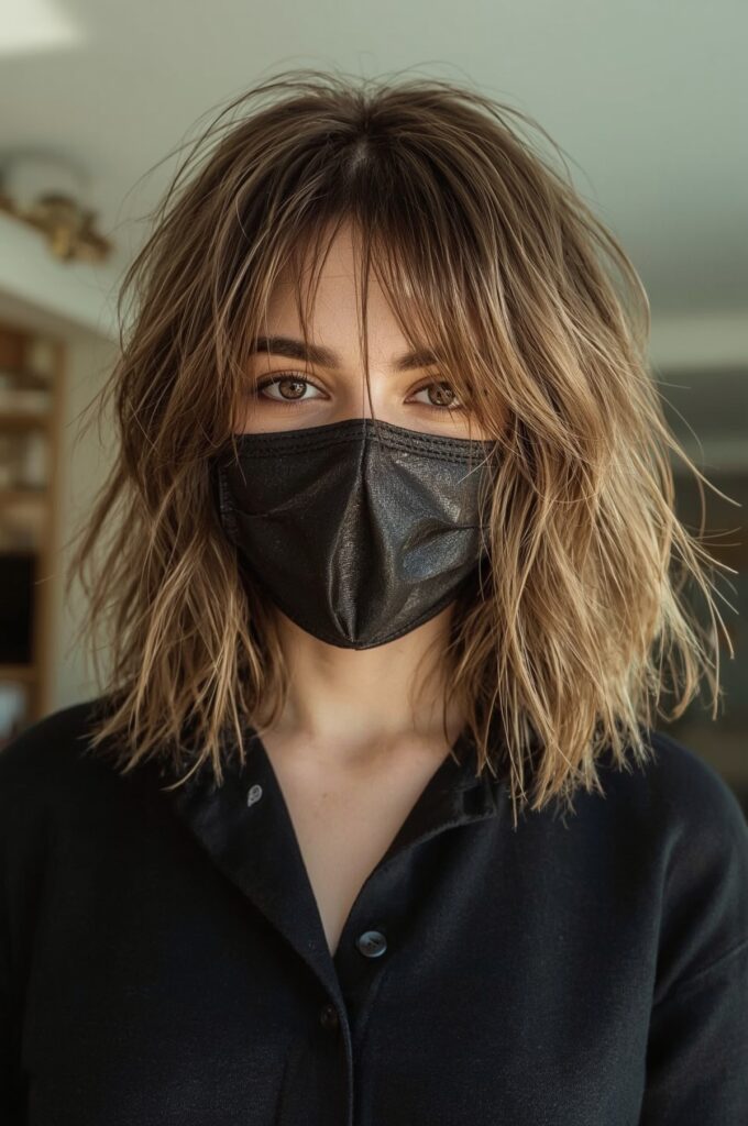 Wispy Curtain Bangs with Feathered Lob