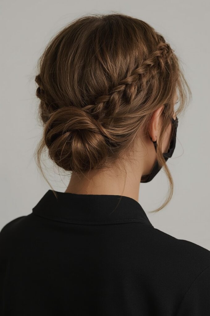 Braided Bun with Velvet Ribbon