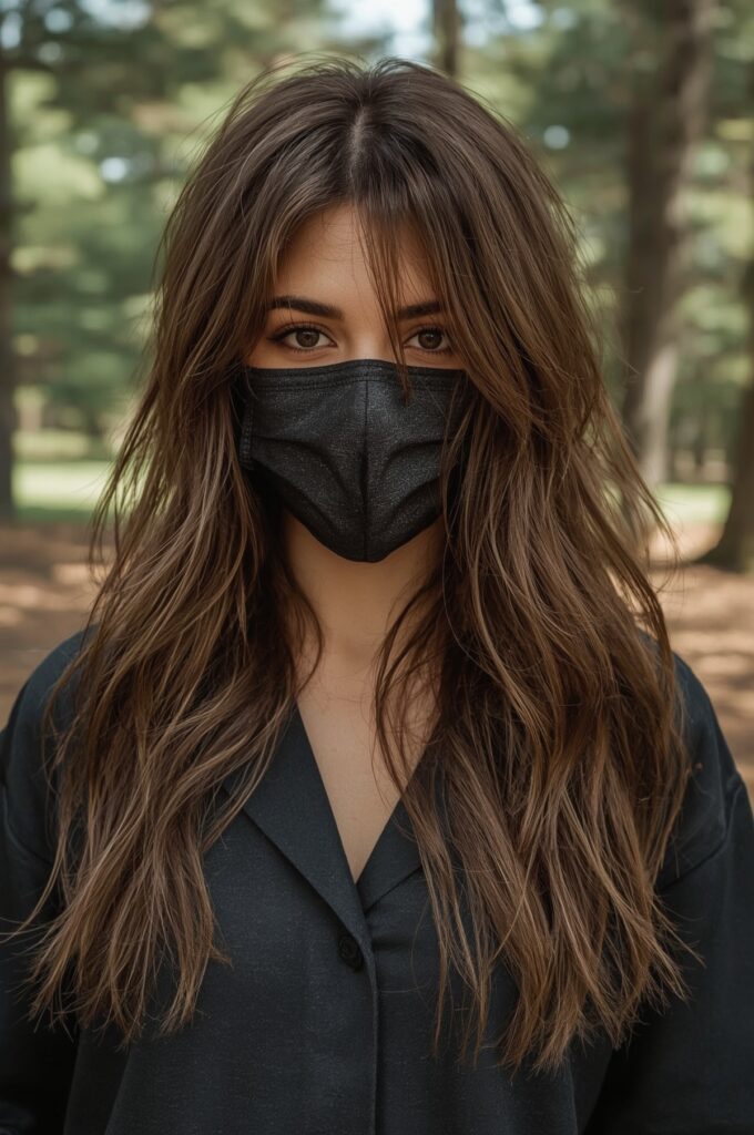 Wispy Bangs with Blended V-Shaped Layers