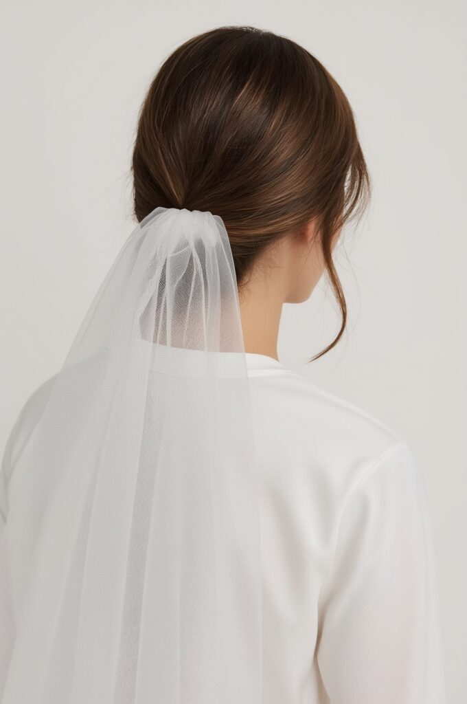 Glass-Sleek Ponytail with Veil