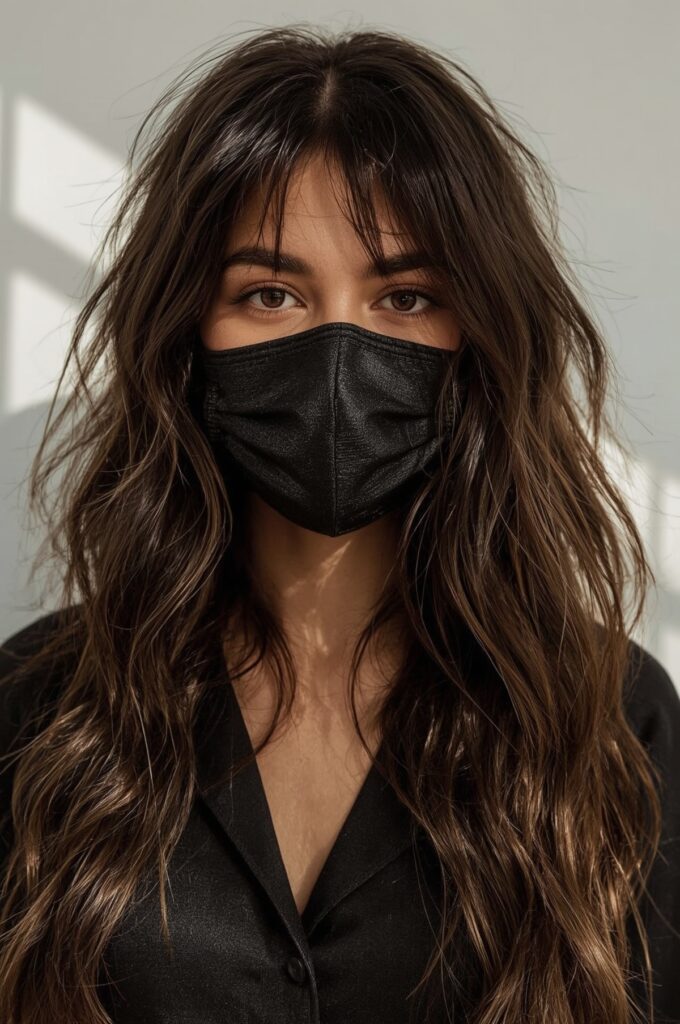 Wispy Bangs Blended with Long Feathered Curtain Layers