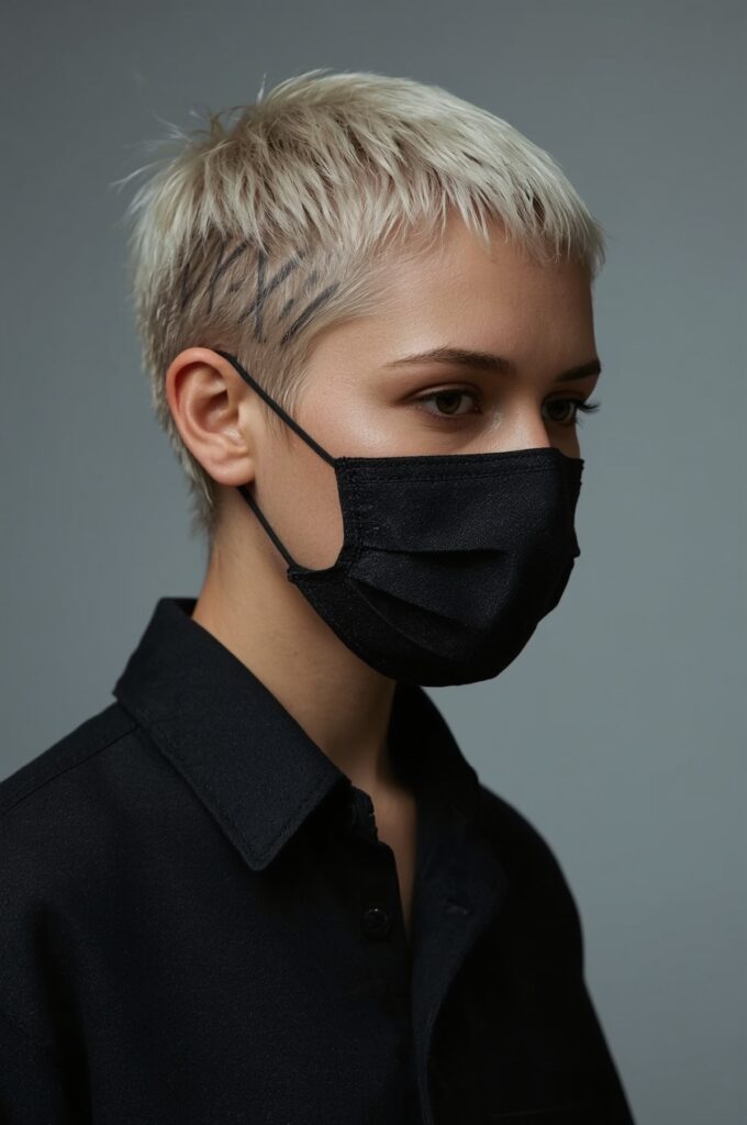 Pixie with Shaved Geometric Lines