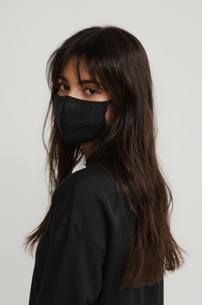 Wispy Bangs Paired with Long Polished Straight Look