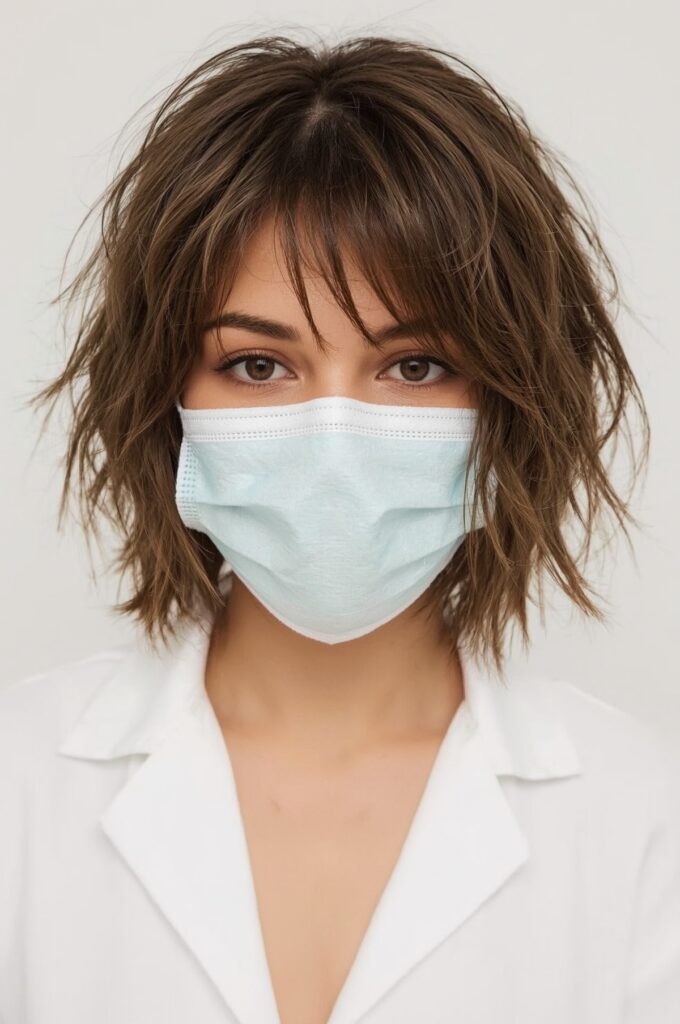 Chin-Length Shag Bob with Wispy Bangs