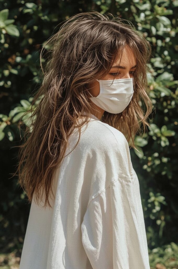 Long Tousled Hair with See-Through Wispy Bangs