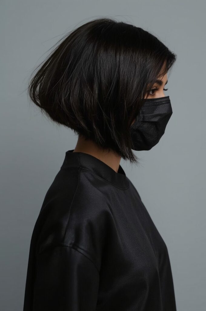 Sharp Angled Bob with Deep Side Part