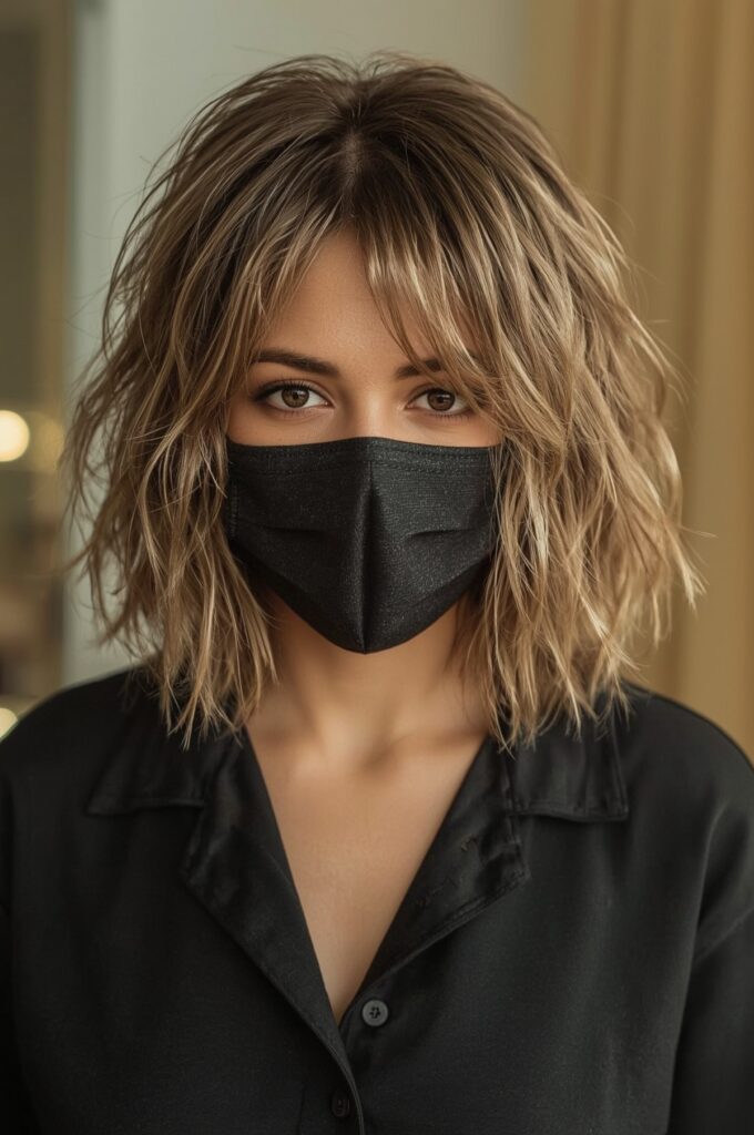 Tousled Bob with Layered Wispy Bangs
