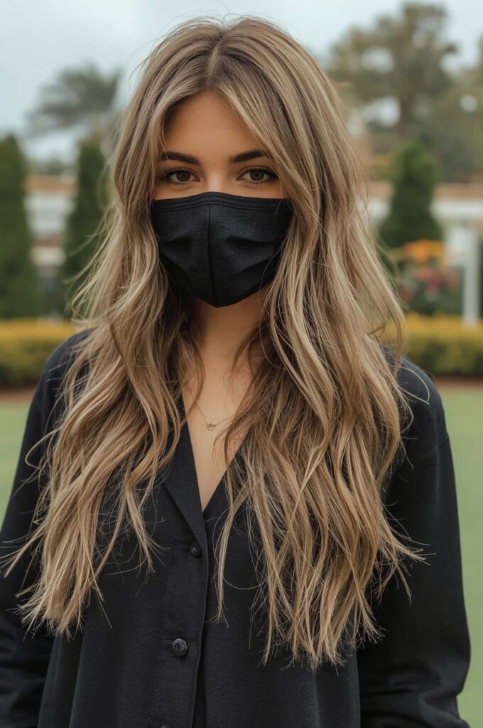 Long Feathered Layers with Wispy Bangs