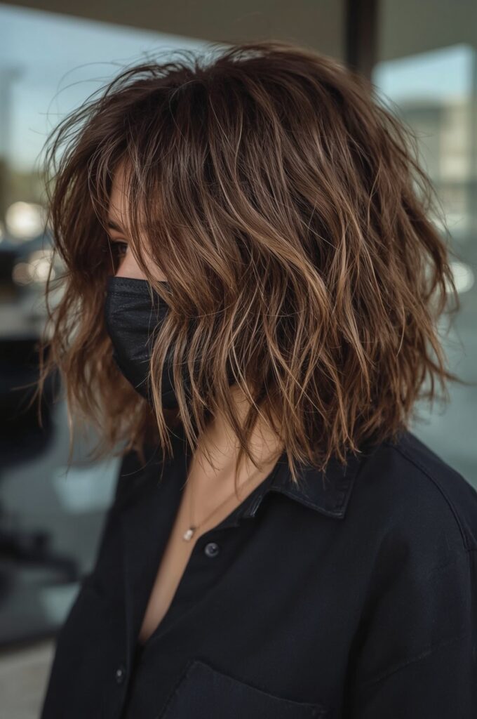 Messy Shaggy Bob with Waves