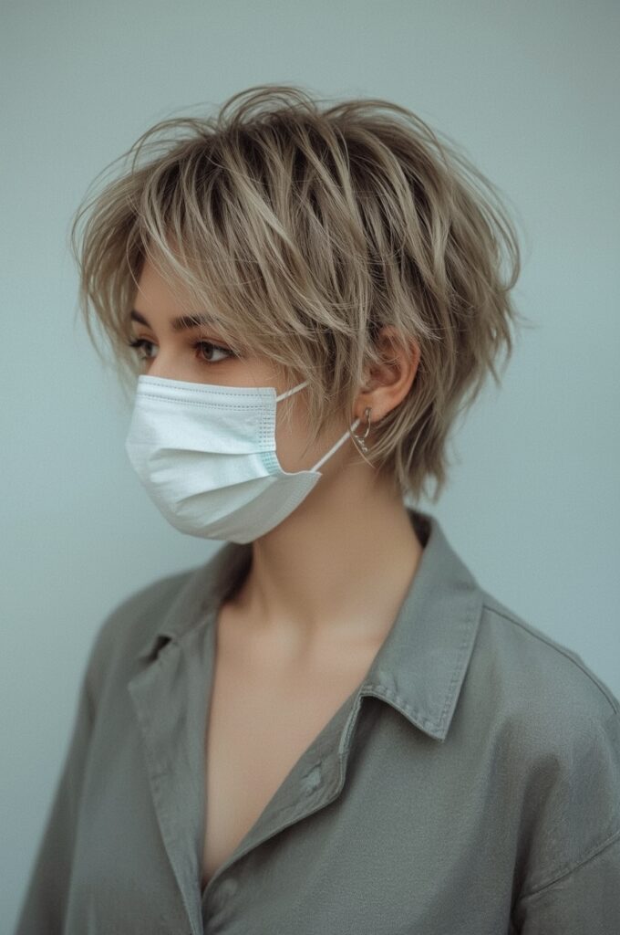 Ash Blonde Messy Pixie