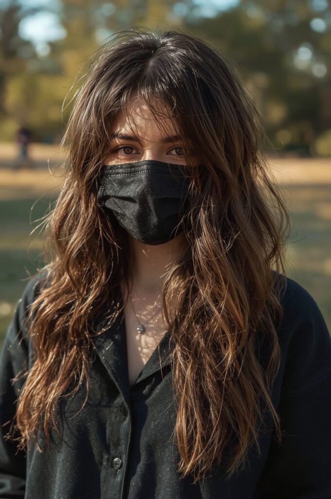 Soft Wispy Bangs with Cascading Long Layers