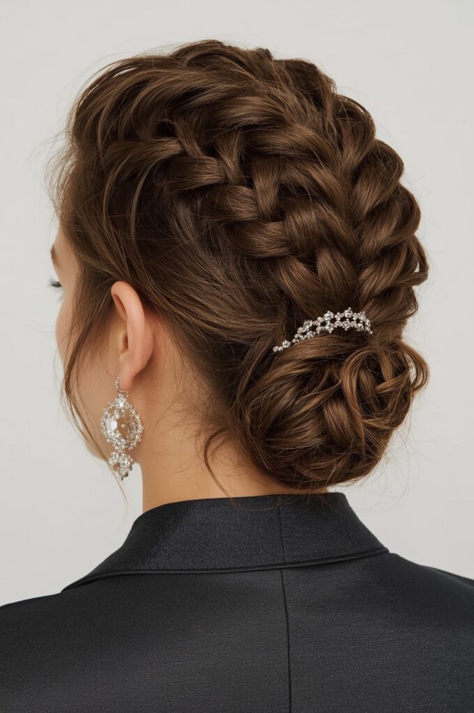 Braided Faux-Hawk with Hair Jewelry