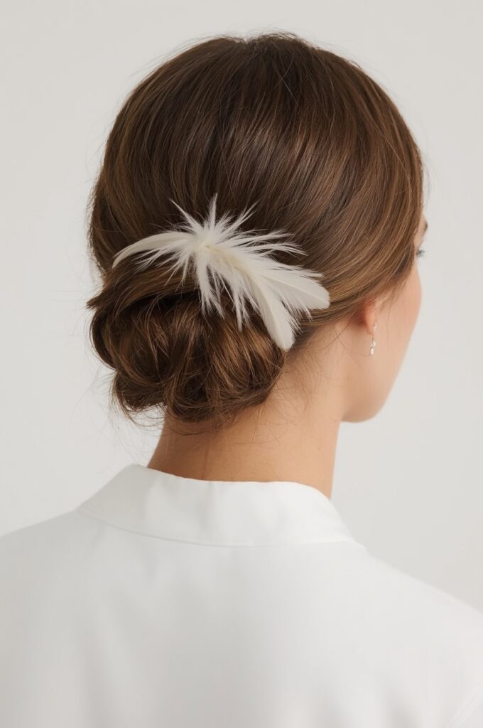 Sleek Bun with Feather Clip