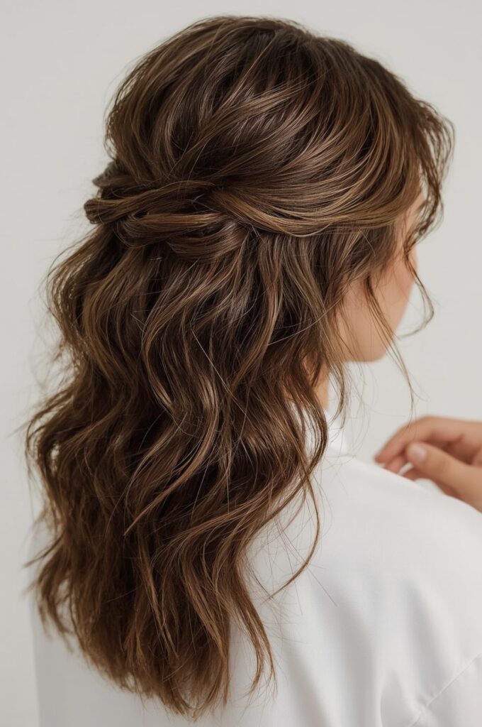 Half-Up Wet-Look Waves