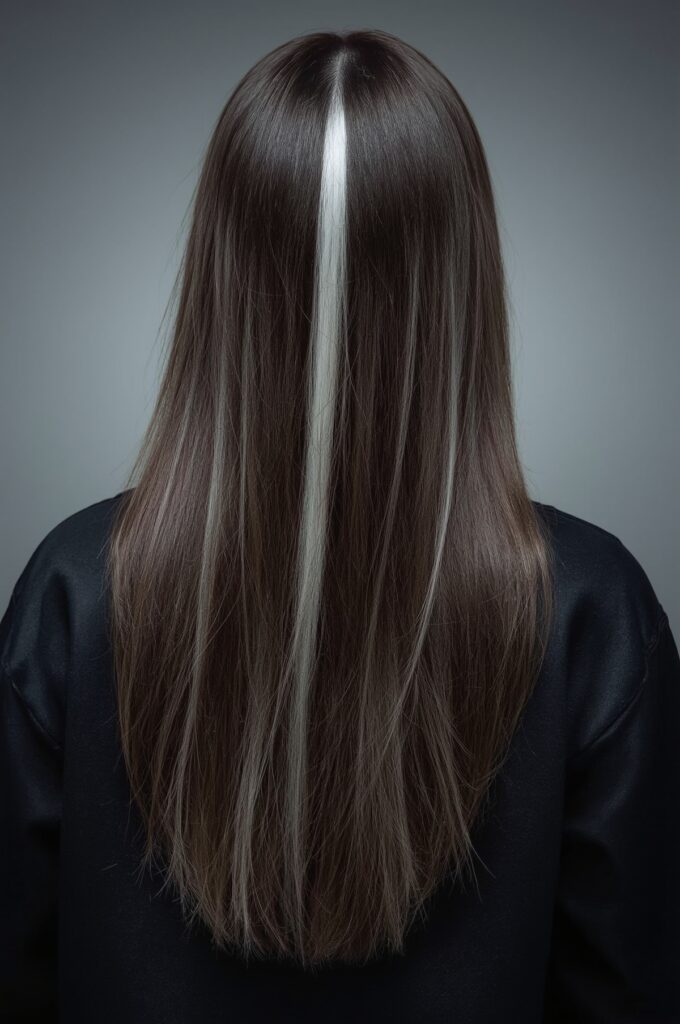 High-Contrast Skunk Stripe Hair