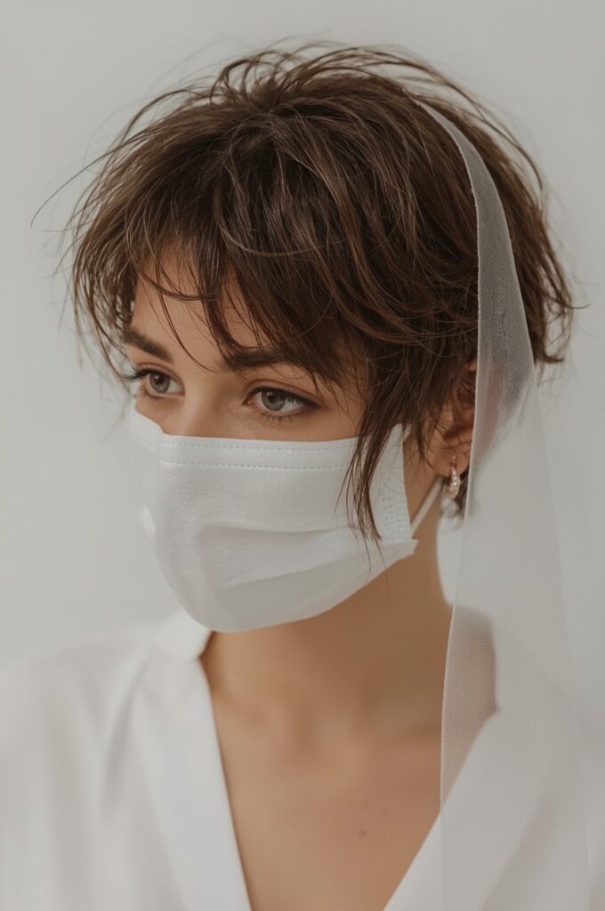 Messy Textured Pixie with Veil