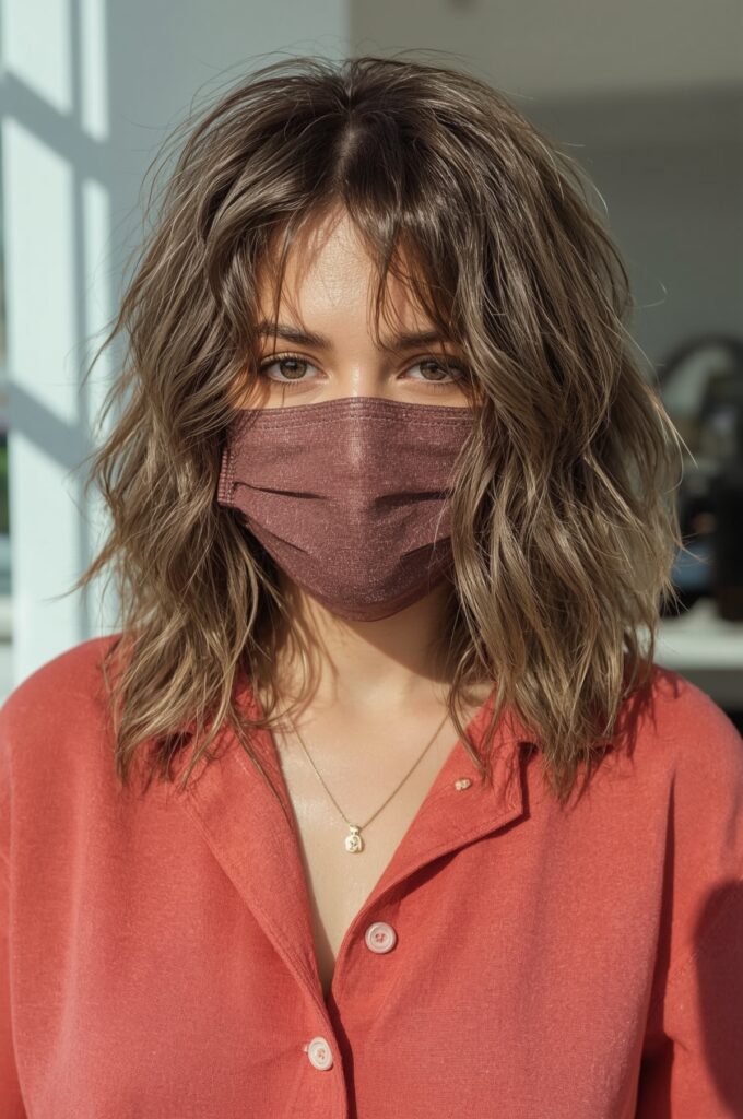 Wavy Lob with Wispy Layered Bangs