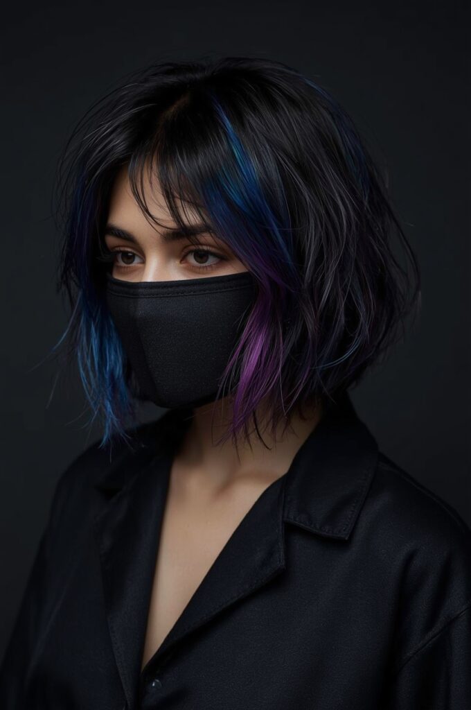 Bob with Bold Colored Streaks