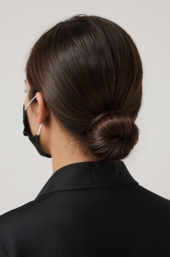 Low Sleek Bun with Razor Part