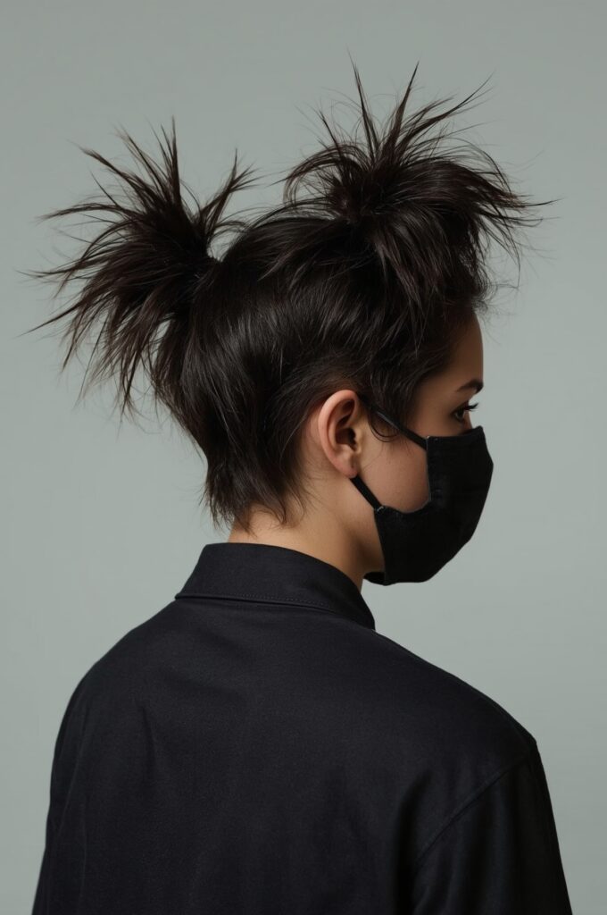 Punk-Inspired Spiky Space Buns