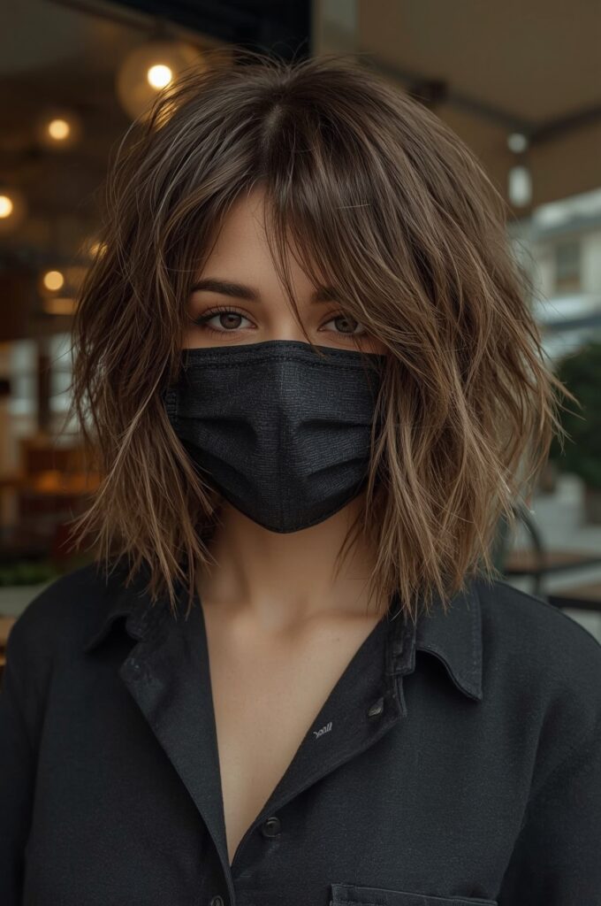 Textured French Bob with Bangs