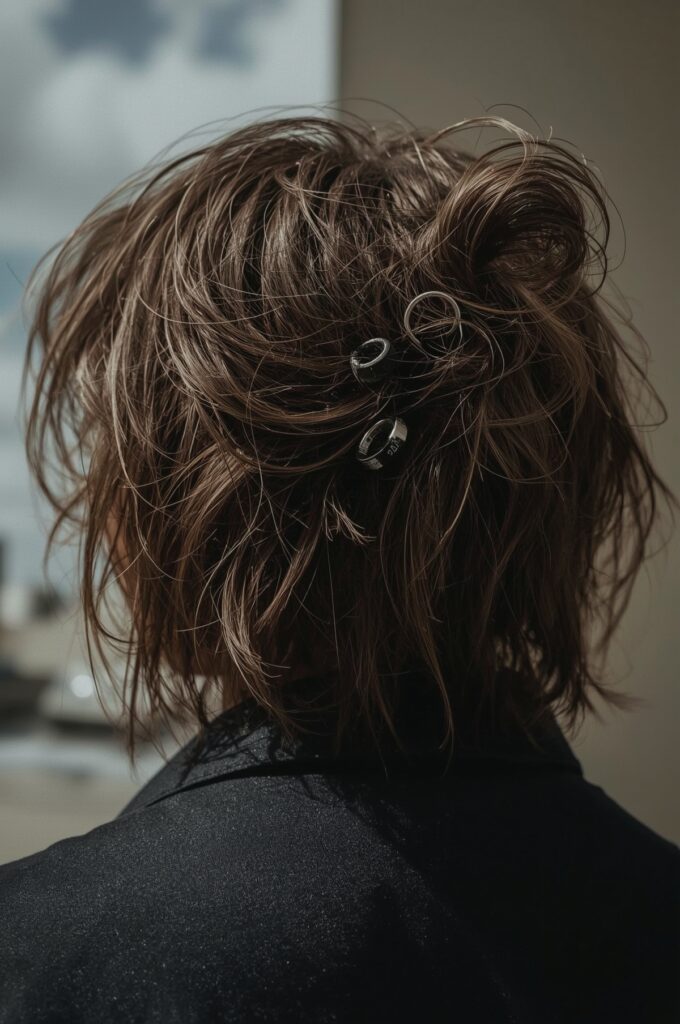 Messy Knot with Bold Hair Rings