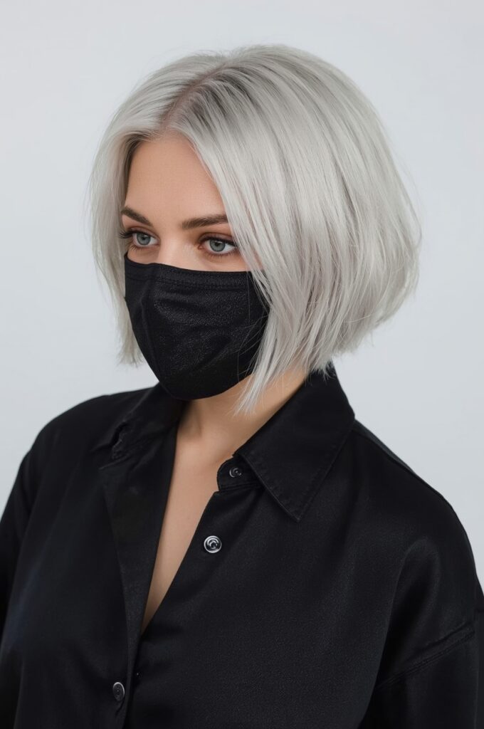 Platinum Blonde Edgy Bob