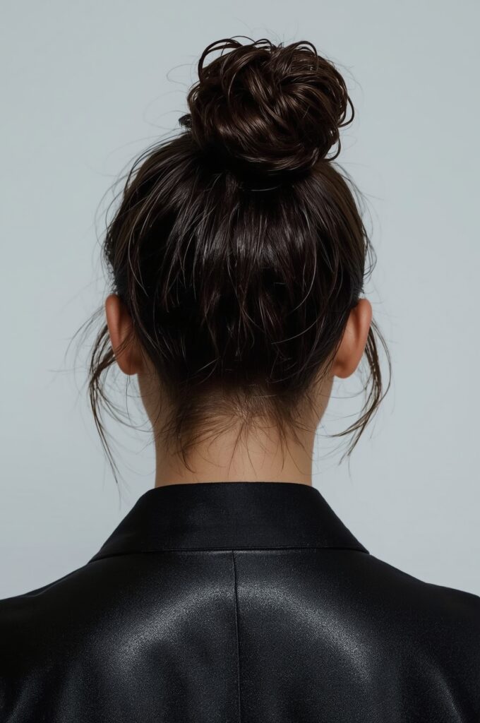 Wet-Look Twisted Top Knot