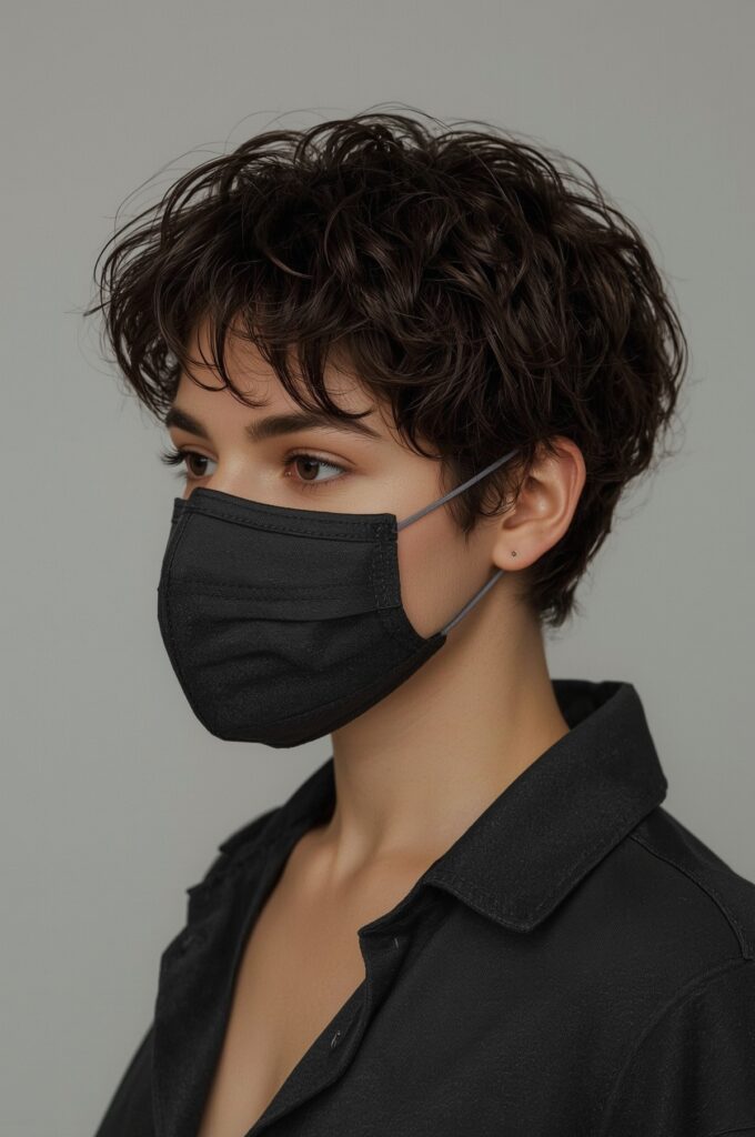 Curly Pixie with Defined Edges