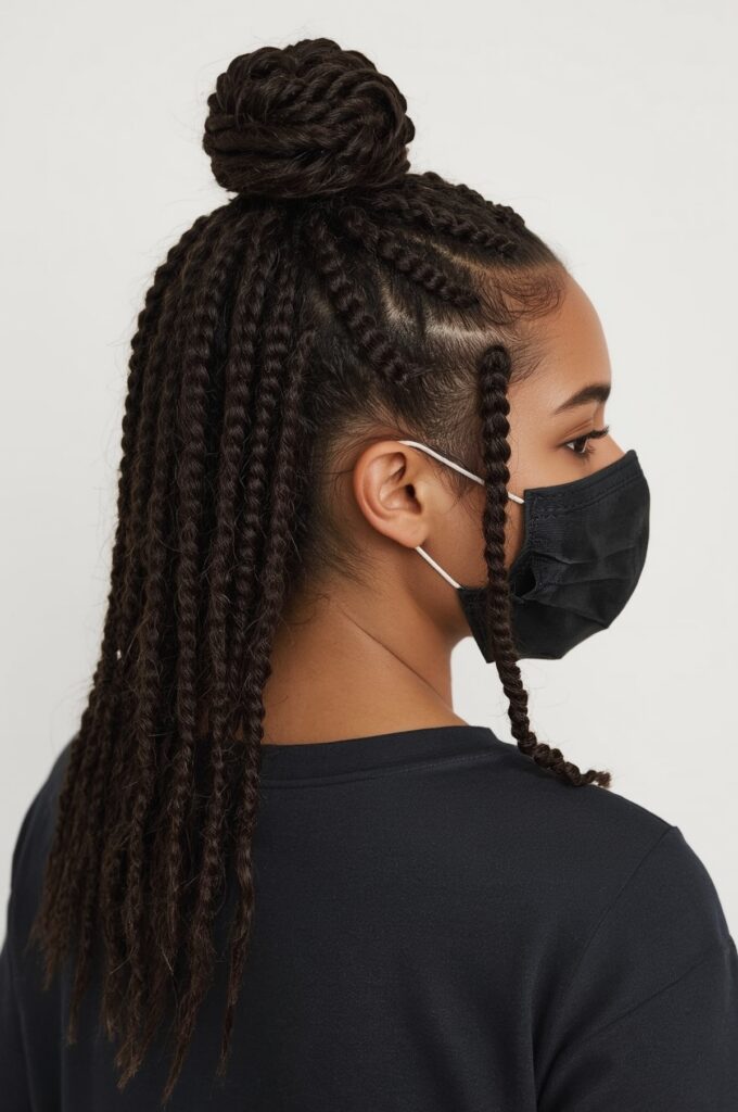 Half-Up Bun with Bubble Braids