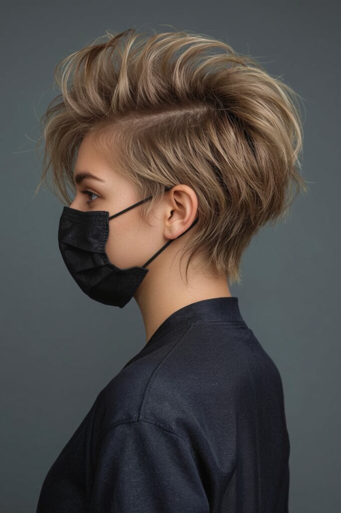 Faux Hawk Updo with Tousled Strands