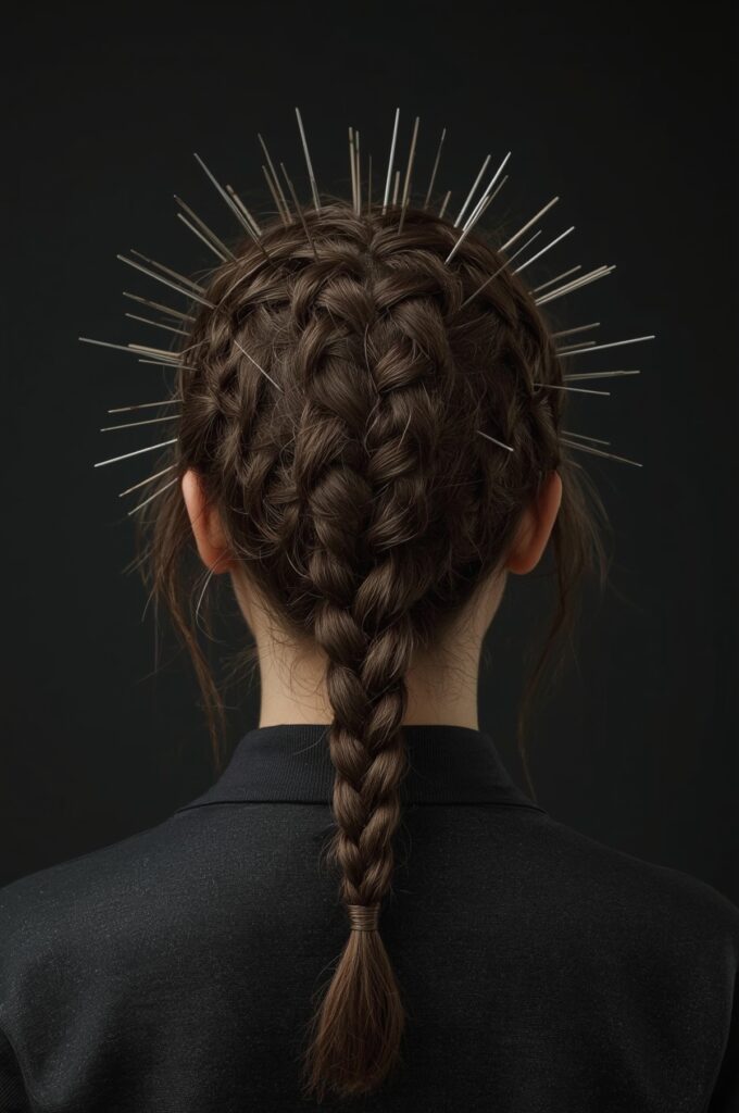 Braided Halo Bun with Spiky Crown
