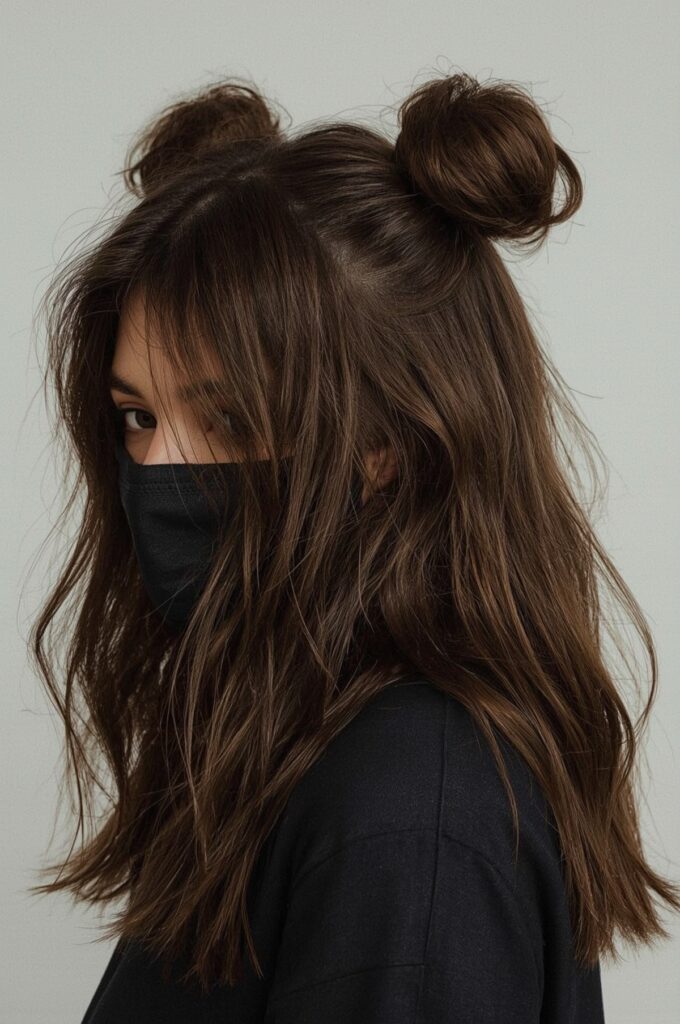 Half-Up Space Knots with Razor Parting