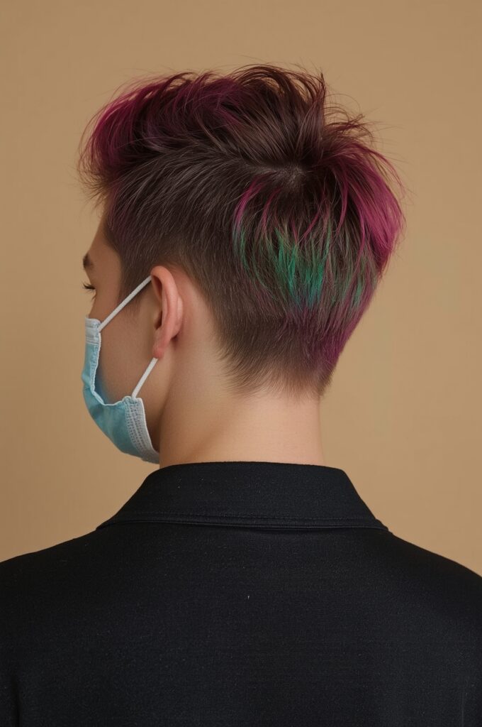 Faux Hawk Bun with Colored Tips