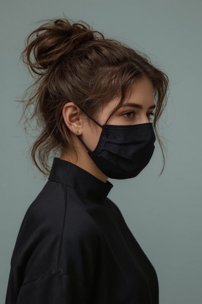 Messy Bun with Sharp Front Spikes