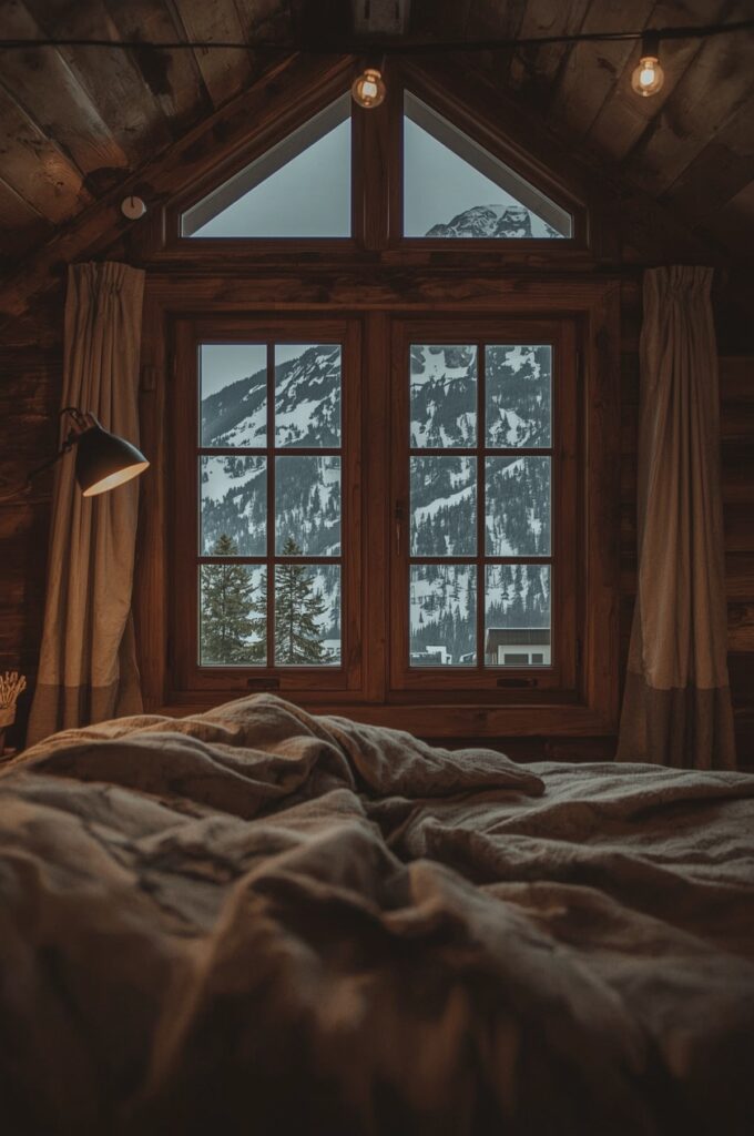 Cozy Mountain Cabin View Wallpaper