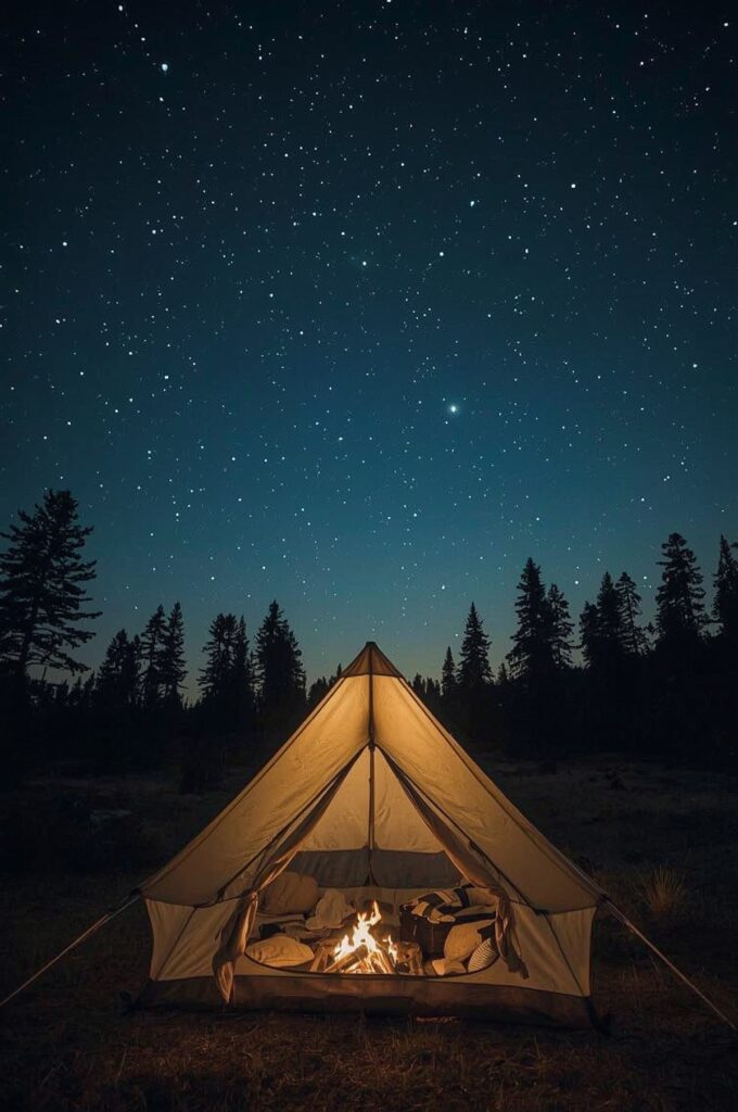 Camping Tent Under Stars Wallpaper