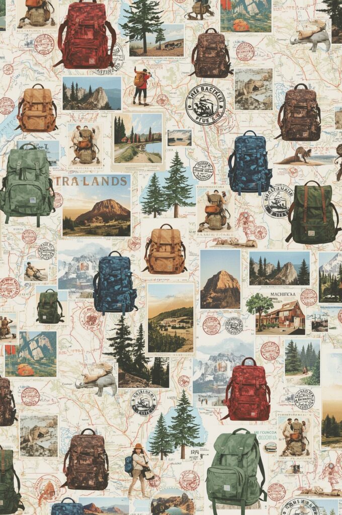 Backpacker Adventure Collage Wallpaper